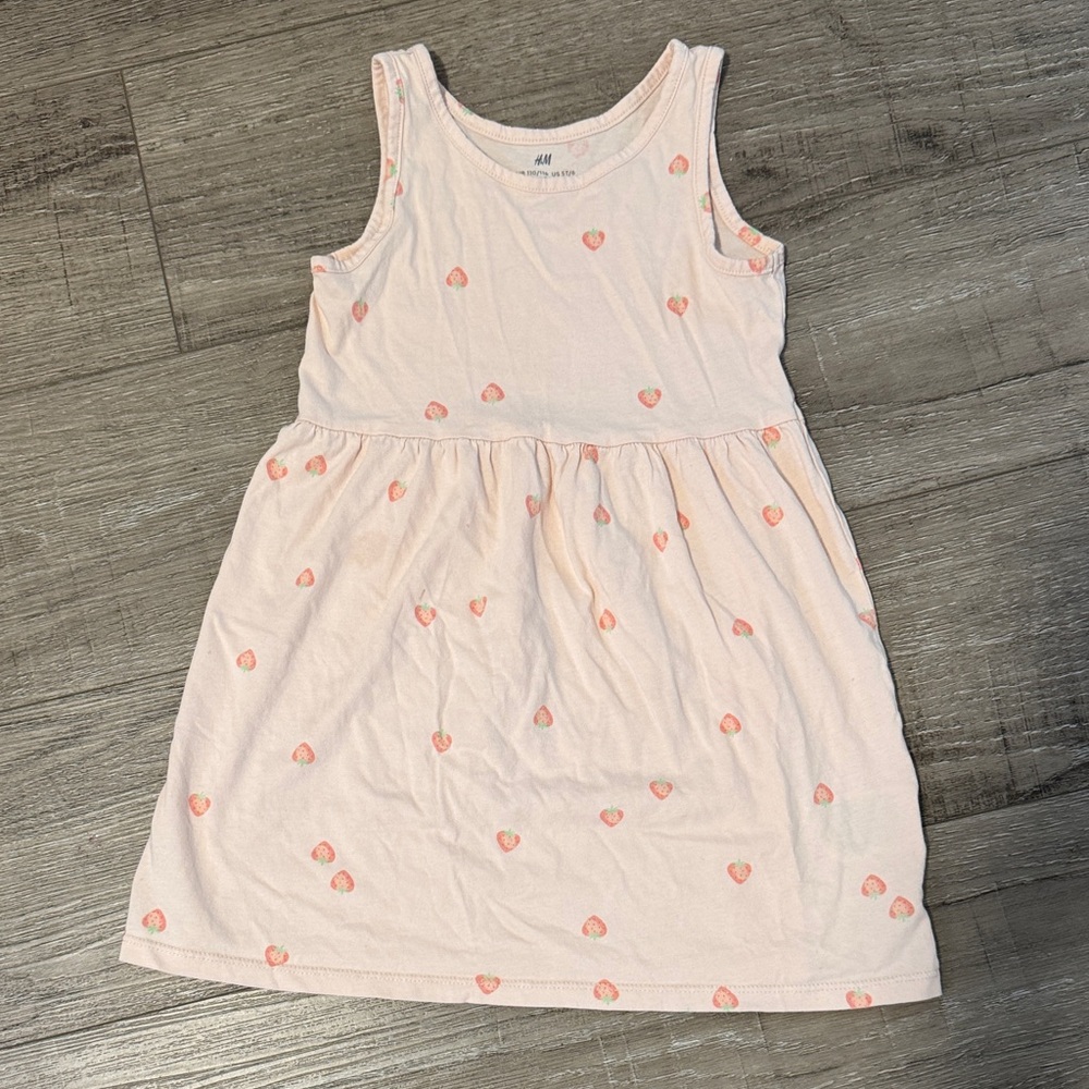 H&M Light Pink Strawberry-Print Sleeveless Dress for Kids